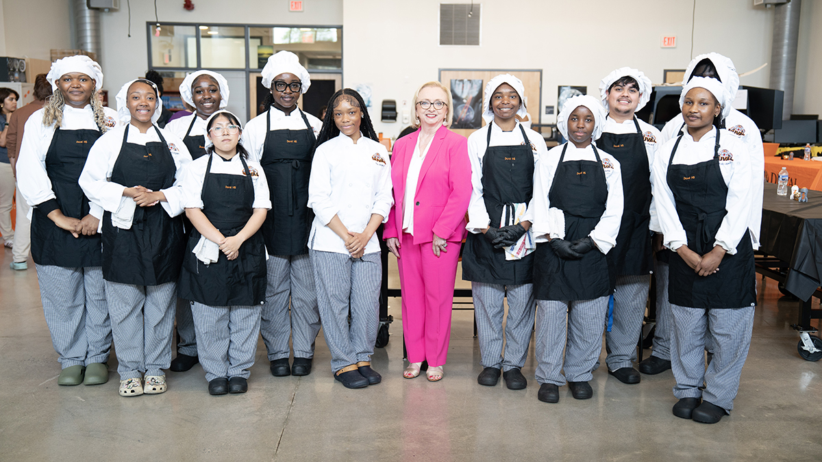 Dr. Wright with group of Culinary Arts Program students
