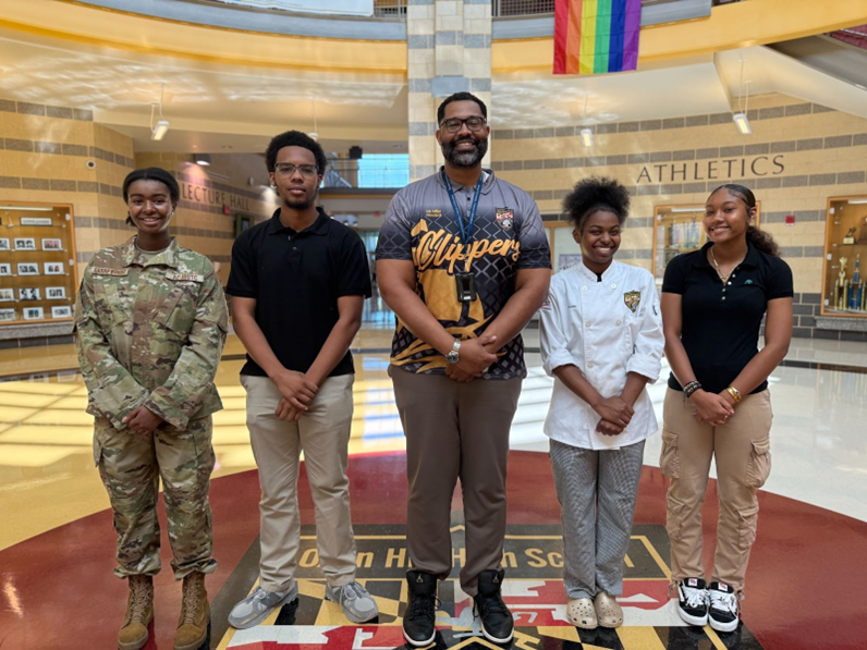 Oxon-Hill-specialty-program-students-with-Principal-Miller