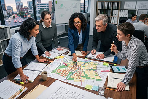 group-reviewing-blueprints-maps