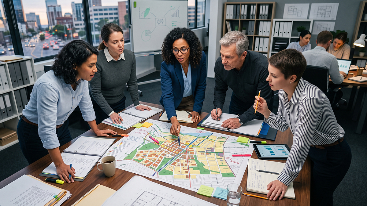 group-reviewing-blueprints-maps