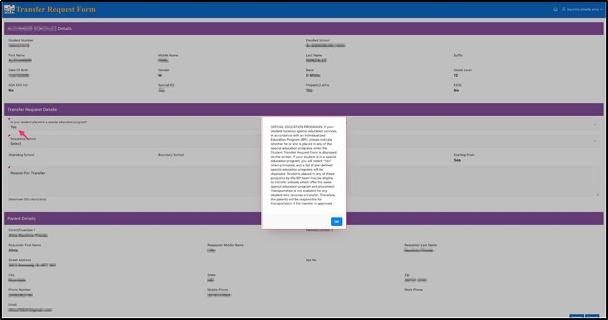 ParentVUE-Step5-student-transfer-system-sts-click-ok-on-pop-up