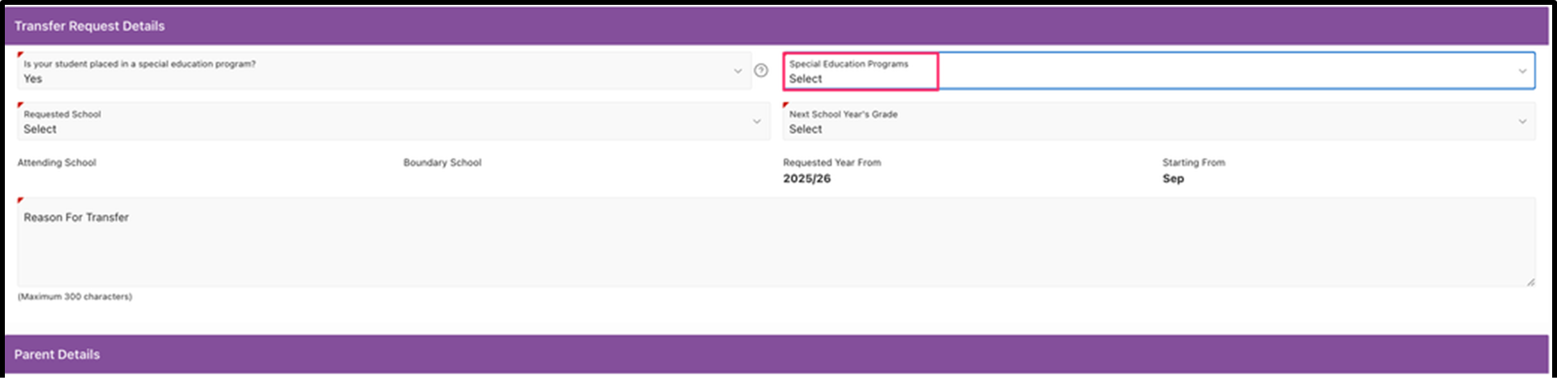 ParentVUE-Step6-student-transfer-system-sts-select-SPED-program-if-applicable