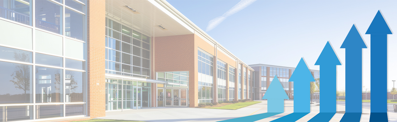 school-building-exterior-with-arrow-growth-chart