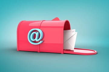 mailbox with letters in it and @ symbol