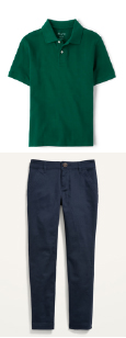 green-polo-navy-blue-pants