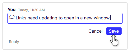 Comment-edit text and click save