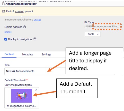 announcement-directory-page-add-title-and-default-thumbnail