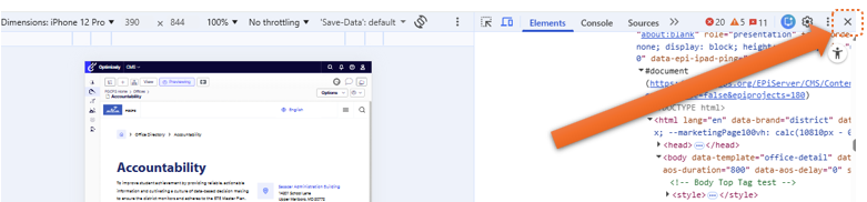 Close Inspect by clicking X in upper right corner