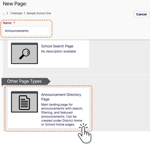 school-new-page-announcement-directory-page
