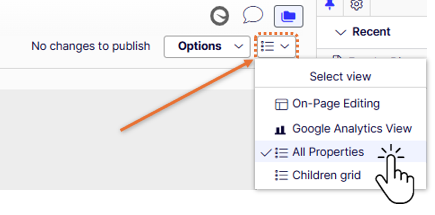 All properties view in View Options menu